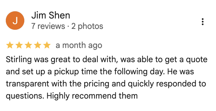 BIN86JUNK Removal Google Review