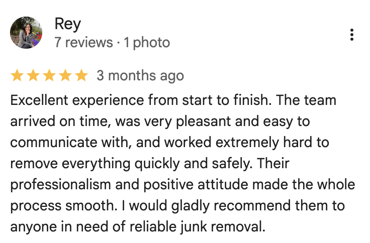 BIN86JUNK Removal Google Review